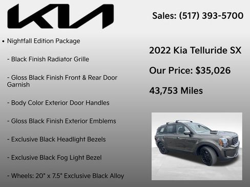 Used 2022 Kia Telluride SX w/ SX Prestige Package AWD/4WD image 7