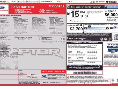 Used 2021 Ford F150 Raptor w/ Equipment Group 801A High AWD/4WD image 2