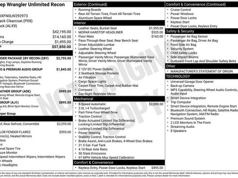 Used 2020 Jeep Wrangler Unlimited Rubicon w/ Quick Order Package 28Y Recon AWD/4WD image 2