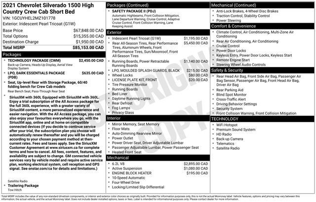 Used 2021 Chevrolet Silverado 1500 High Country w/ Technology Package AWD/4WD image 5