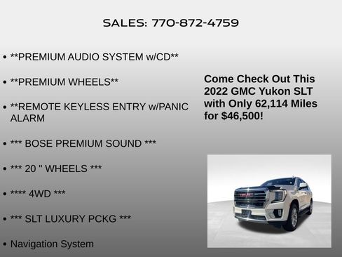 Used 2022 GMC Yukon SLT w/ SLT Luxury Package image 25