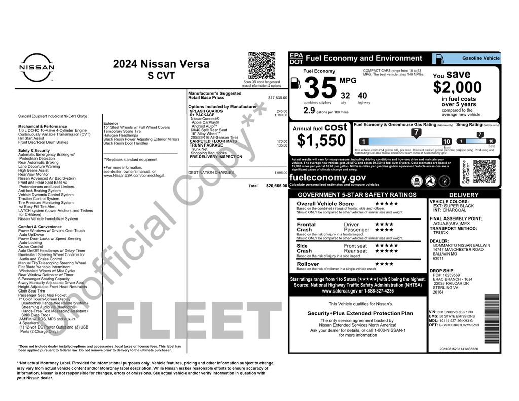 Used 2024 Nissan Versa S w/ S Plus Package FWD image 28