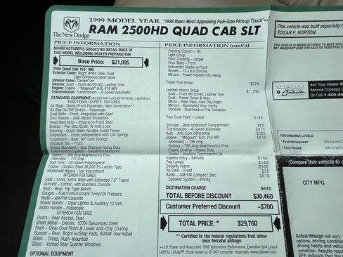 Used 1999 Dodge Ram 2500 Truck 2WD Quad Cab image 26