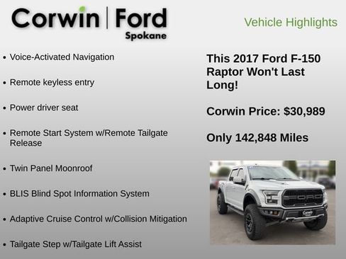 Used 2017 Ford F150 Raptor w/ Equipment Group 802A Luxury AWD/4WD image 6