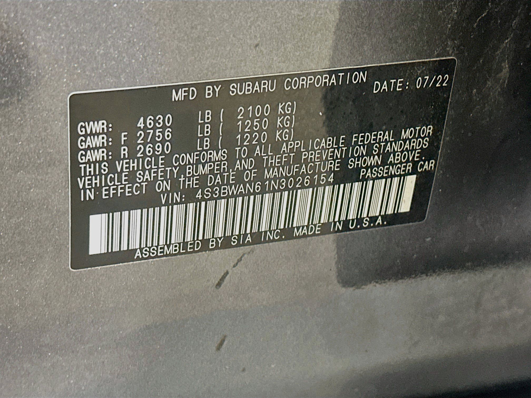 Used 2022 Subaru Legacy Limited AWD/4WD image 12