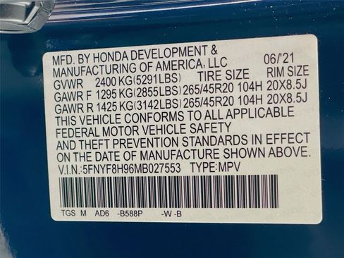 Certified 2021 Honda Passport Touring image 37