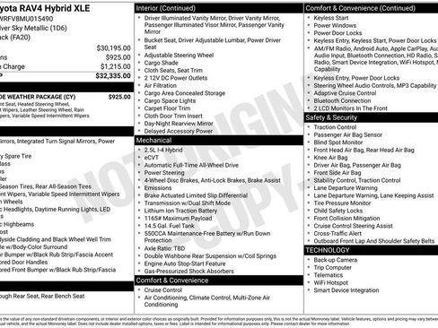 Used 2021 Toyota RAV4 XLE w/ XLE Grade Weather Package AWD/4WD image 17