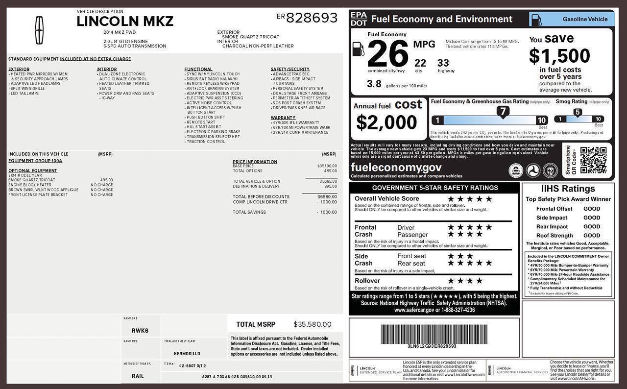 Used 2014 Lincoln MKZ FWD image 4