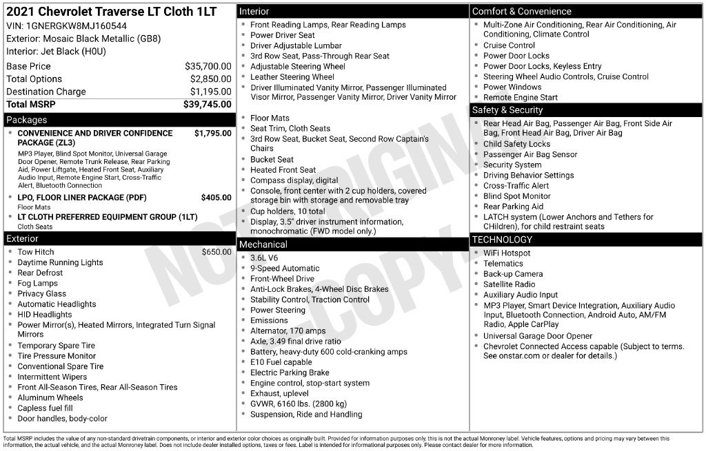 Used 2021 Chevrolet Traverse LT FWD image 11