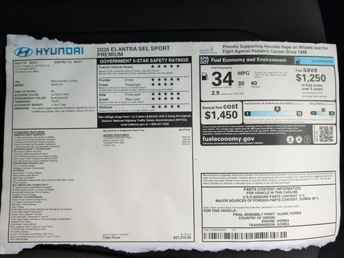 New 2026 Hyundai Elantra SEL Sport Premium FWD image 33