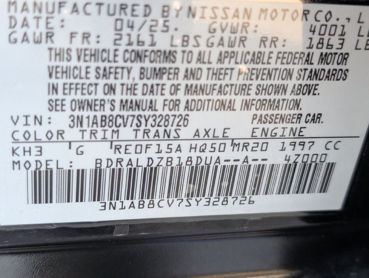 Certified 2025 Nissan Sentra SV w/ Trunk Package FWD image 29