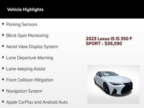 Used 2023 Lexus IS 350 F Sport w/ Navigation Package RWD image 51