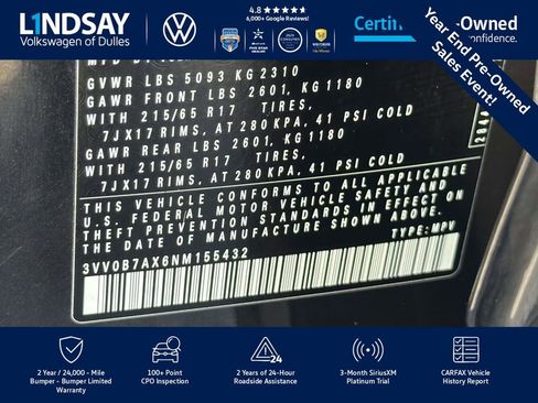 Certified 2022 Volkswagen Tiguan S image 27