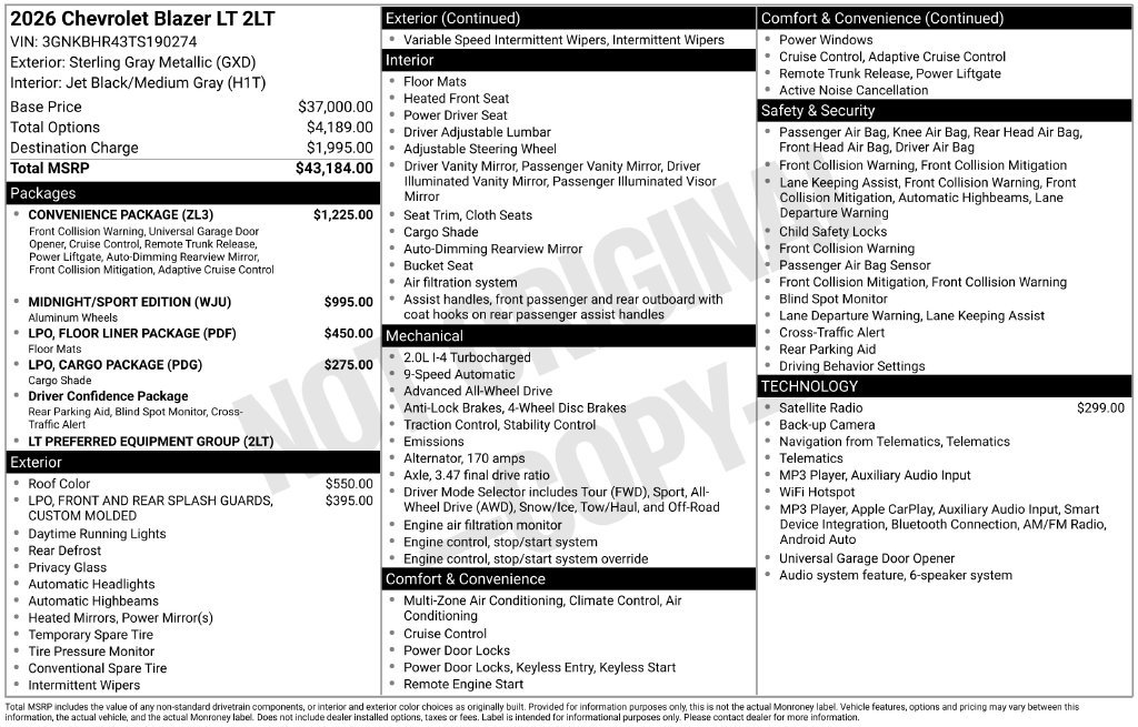 New 2026 Chevrolet Blazer LT w/ Convenience Package AWD/4WD image 38