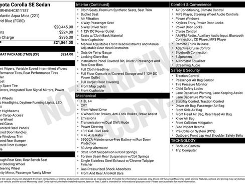 Used 2017 Toyota Corolla SE w/ Carpet Mat Package (TMS) image 6