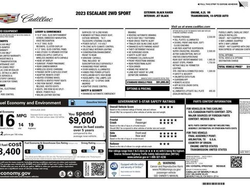 Used 2023 Cadillac Escalade Sport w/ Touring Package RWD image 10