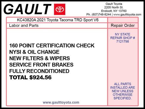 Certified 2021 Toyota Tacoma TRD Sport AWD/4WD image 2