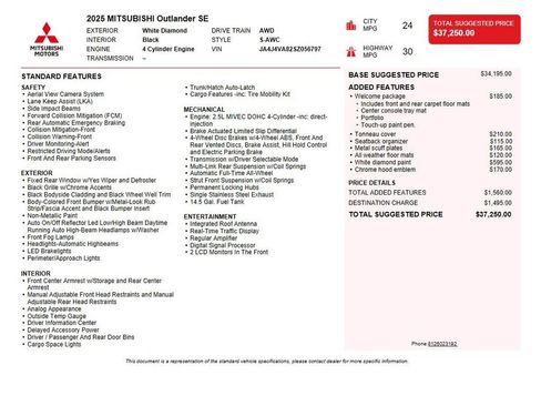 Used 2025 Mitsubishi Outlander SE AWD/4WD image 41