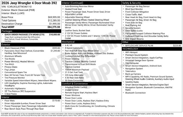 New 2026 Jeep Wrangler Unlimited Rubicon 392 w/ Quick Order Package 27X Moab AWD/4WD image 37