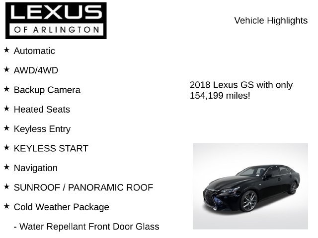 Used 2018 Lexus GS 350 F Sport w/ Cold Weather Package AWD/4WD image 8