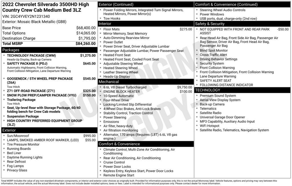 Used 2022 Chevrolet Silverado 3500 High Country w/ Technology Package AWD/4WD image 2
