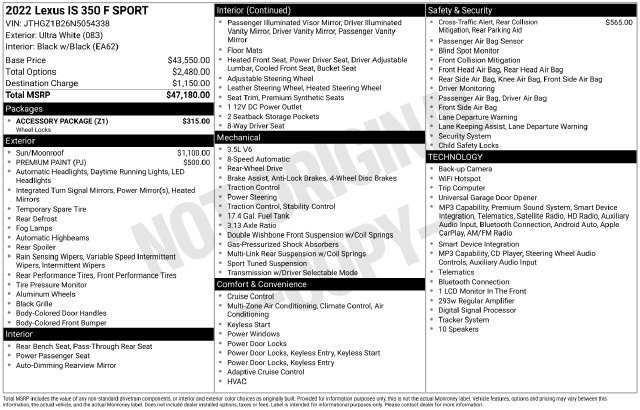 Used 2022 Lexus IS 350 F Sport w/ Accessory Package RWD image 12