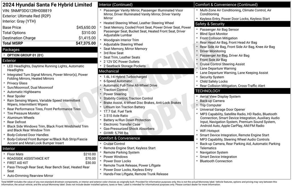 Used 2024 Hyundai Santa Fe Limited AWD/4WD image 1