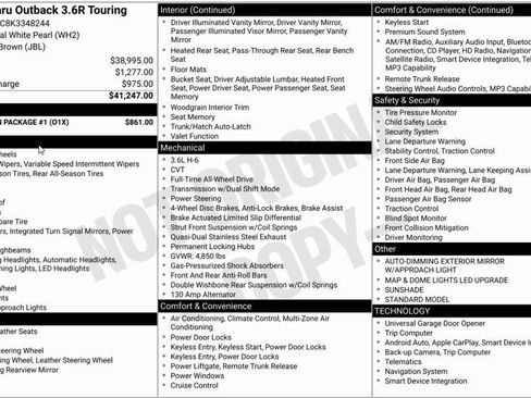 Used 2019 Subaru Outback 3.6R Touring w/ Protection Package #1 image 11