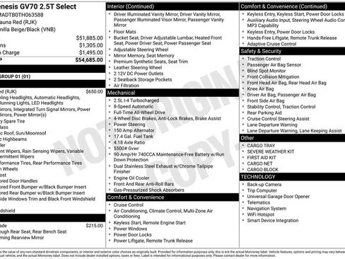 New 2026 Genesis GV70 2.5T Select AWD/4WD image 2