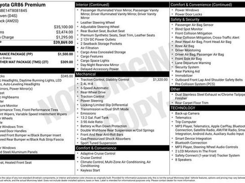 New 2026 Toyota GR86 Premium w/ Performance Package RWD image 32