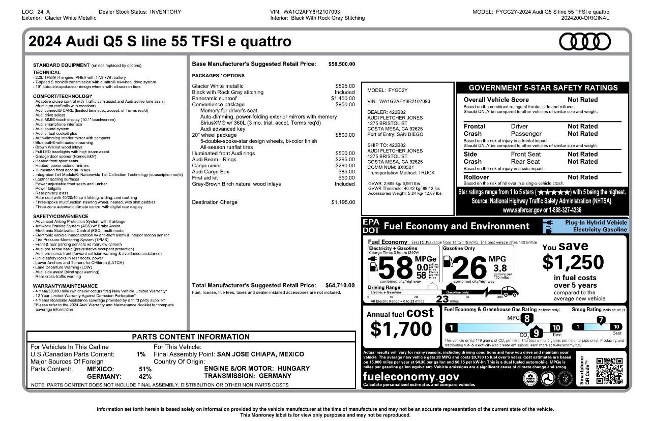 Used 2024 Audi Q5 e Premium w/ Convenience Package AWD/4WD image 3