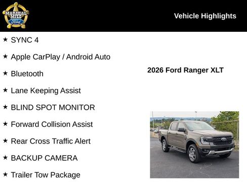 New 2026 Ford Ranger XLT w/ Equipment Group 301A High AWD/4WD image 2