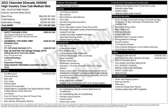 Used 2022 Chevrolet Silverado 3500 High Country w/ Safety Package II AWD/4WD image 13