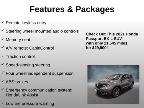 Certified 2021 Honda Passport EX-L image 12