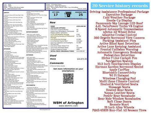 Used 2020 BMW 750i xDrive w/ Executive Package image 2