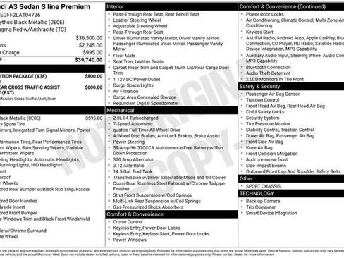 Used 2020 Audi A3 2.0T Premium w/ Final Edition Package image 10