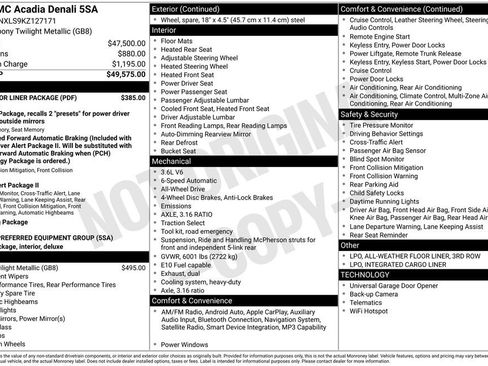 Used 2019 GMC Acadia Denali w/ LPO, Floor Liner Package image 27