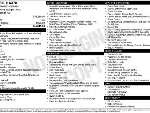 Used 2016 INFINITI QX70 2WD image 2