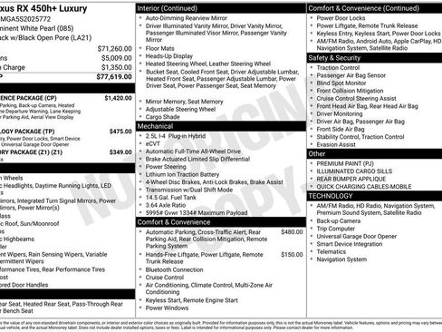 Used 2025 Lexus RX 450h AWD w/ Convenience Package image 2