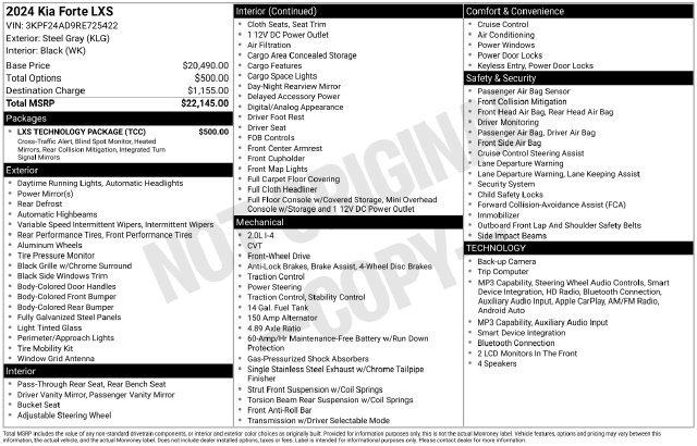 Used 2024 Kia Forte LXS w/ LXS Technology Package FWD image 19