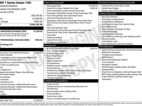 Used 2023 BMW 740i w/ Parking Assistance Package RWD image 77