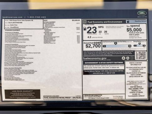 New 2026 Land Rover Range Rover Velar Dynamic SE image 32