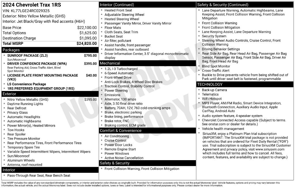 Used 2024 Chevrolet Trax RS w/ Sunroof Package FWD image 6