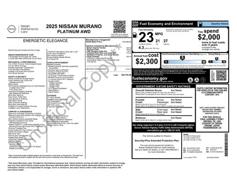 Certified 2025 Nissan Murano Platinum w/ Cargo Package image 34