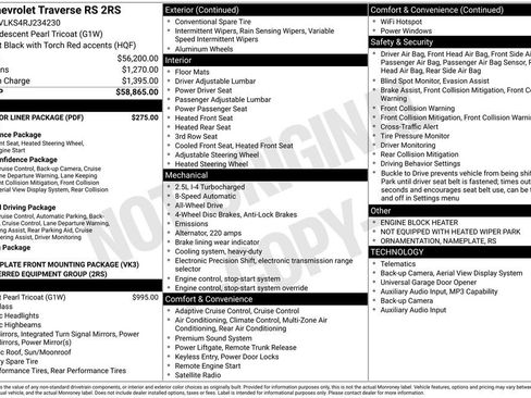 Used 2024 Chevrolet Traverse RS w/ LPO, Floor Liner Package AWD/4WD image 6