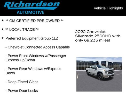 Certified 2022 Chevrolet Silverado 2500 LTZ w/ Gooseneck/5TH Wheel Package image 12
