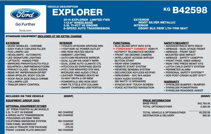Used 2019 Ford Explorer Limited w/ Class III Trailer Tow Package FWD image 2