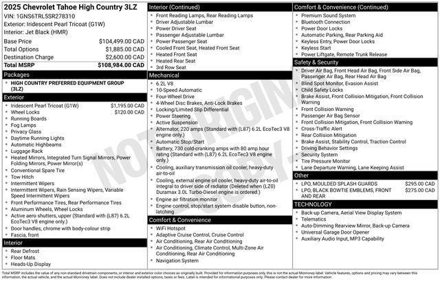 Used 2025 Chevrolet Tahoe High Country AWD/4WD image 1