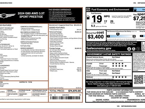 Used 2024 Genesis G80 3.5T Sport AWD/4WD image 3