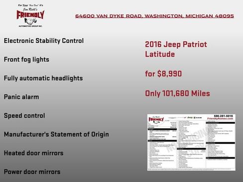 Used 2016 Jeep Patriot Latitude FWD image 8